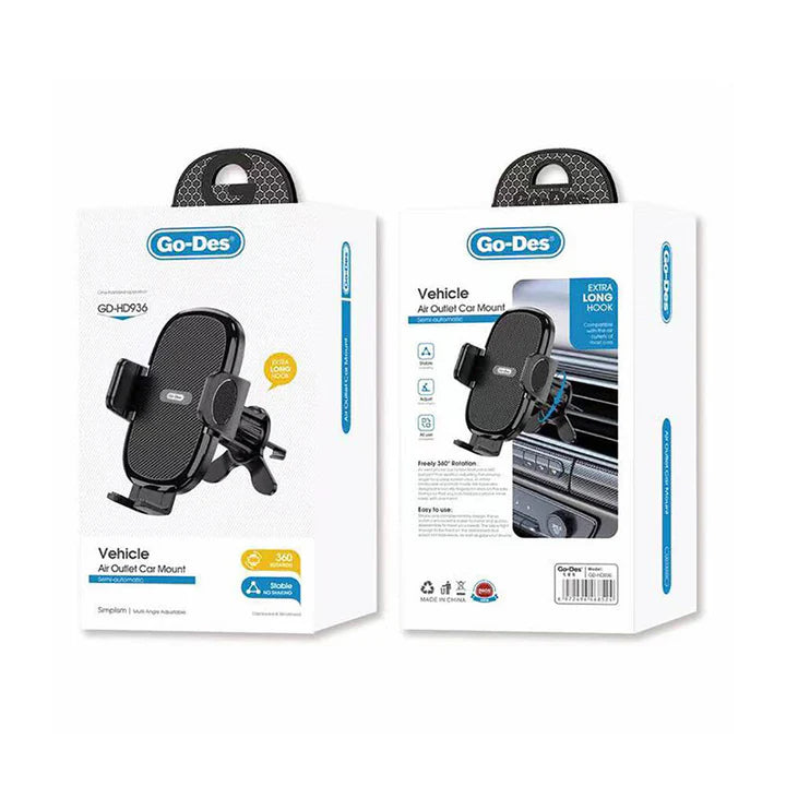 حامل الهاتف شبه الأوتوماتيكي لفتحة التهوية (Go-Des GD-HD936) حامل الهاتف شبه الأوتوماتيكي لفتحة التهوية (Go-Des GD-HD936)