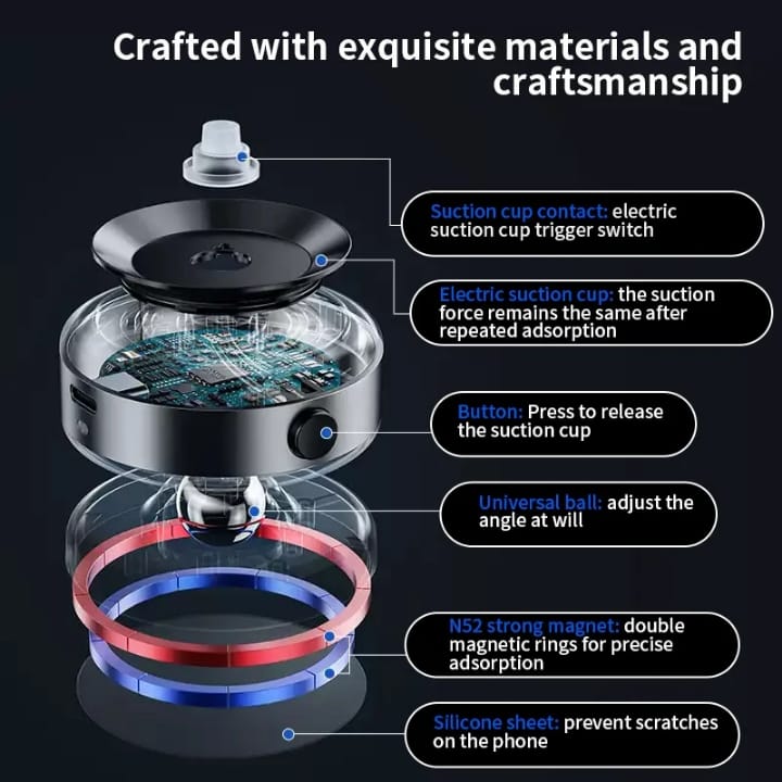 حمالة هاتف مغناطيس شفط على التابلو