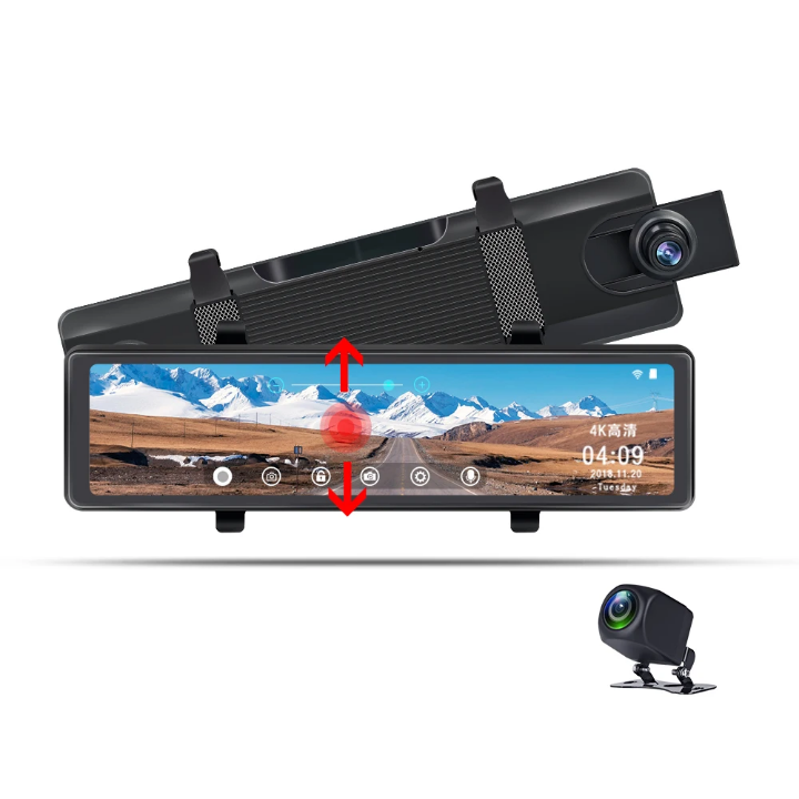 شاشة مراية تسجيل الطريق 4K واي فاي