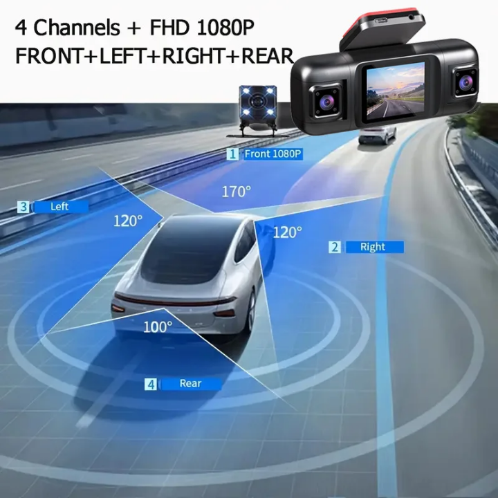 كاميرا داش كام ٤ قنوات (٤ كاميرات)