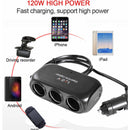 شاحن للسيارة متعدد الاستعمالات 3 مداخل ولاعة