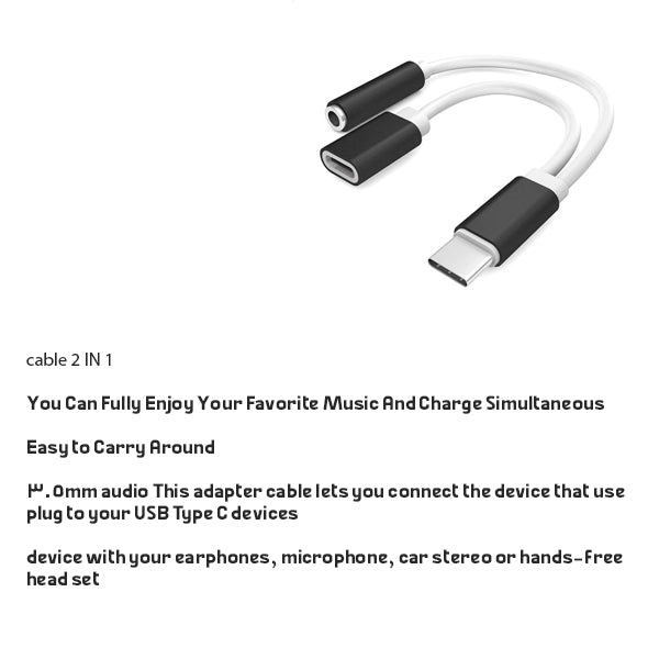 USB C Audio Splitter Cable 2 in 1 