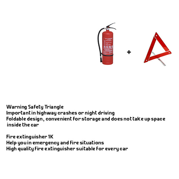 Warning Safety Triangle With Fire Extinguisher Warning Safety Triangle With Fire Extinguisher