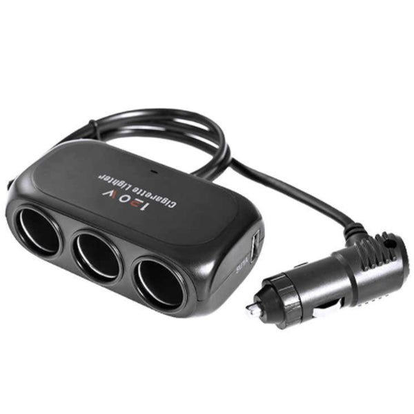 شاحن للسيارة متعدد الاستعمالات 3 مداخل ولاعة